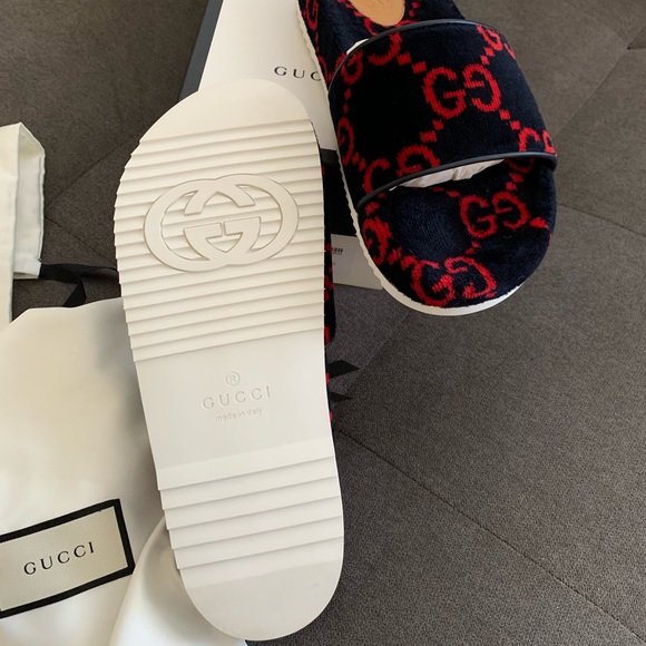 GUCCI Men’s GG terry cloth slide sandal SZ 9 - Picture 4 of 8